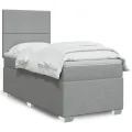 cadre de lit avec matelas gris clair 80x200 cm tissu