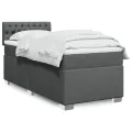 cadre de lit avec matelas Gris foncé 80x200 cm Tissu
