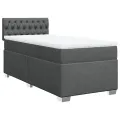 cadre de lit avec matelas Gris foncé 80x200 cm Tissu