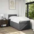 cadre de lit avec matelas Gris foncé 80x200 cm Tissu