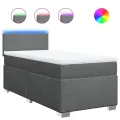 cadre de lit avec matelas Gris foncé 80x200 cm Tissu