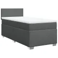 cadre de lit avec matelas Gris foncé 80x200 cm Tissu