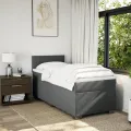 cadre de lit avec matelas Gris foncé 80x200 cm Tissu