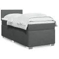 cadre de lit avec matelas Gris foncé 80x200 cm Tissu