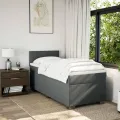 cadre de lit avec matelas Gris foncé 80x200 cm Tissu