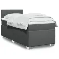 cadre de lit avec matelas Gris foncé 80x200 cm Tissu