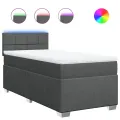 cadre de lit avec matelas Gris foncé 80x200 cm Tissu