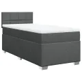 cadre de lit avec matelas Gris foncé 80x200 cm Tissu