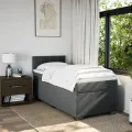 cadre de lit avec matelas Gris foncé 80x200 cm Tissu