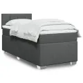 cadre de lit avec matelas Gris foncé 80x200 cm Tissu