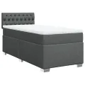 cadre de lit avec matelas Gris foncé 80x200 cm Tissu