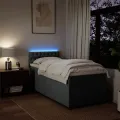 cadre de lit avec matelas Gris foncé 80x200 cm Tissu