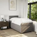 cadre de lit avec matelas Taupe 90x200 cm Tissu