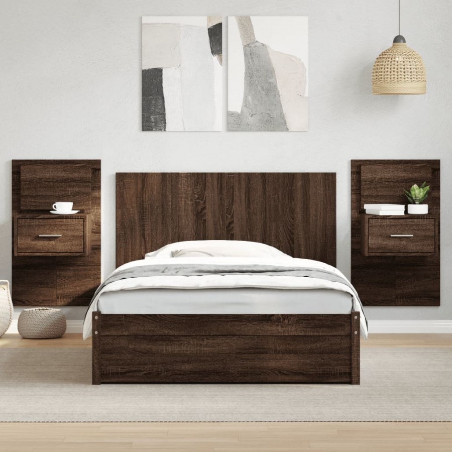 Tête de lit avec armoires chêne marron 120 cm bois d'ingénierie