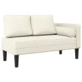 Chaise longue avec coussins crème velours