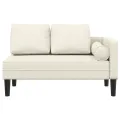 Chaise longue avec coussins crème velours