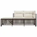 Salon de jardin d'angle et coussins 3 pcs marron résine tressée