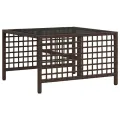 Salon de jardin d'angle et coussins 3 pcs marron résine tressée