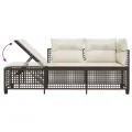 Salon de jardin d'angle et coussins 3 pcs marron résine tressée