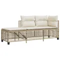 Salon de jardin d'angle avec coussins 3pcs beige résine tressée