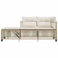 Salon de jardin d'angle avec coussins 3pcs beige résine tressée
