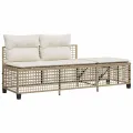 Salon de jardin d'angle avec coussins 3pcs beige résine tressée