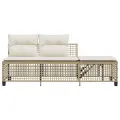 Salon de jardin d'angle avec coussins 3pcs beige résine tressée
