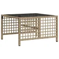 Salon de jardin d'angle avec coussins 3pcs beige résine tressée