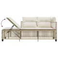 Salon de jardin d'angle avec coussins 3pcs beige résine tressée