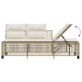 Salon de jardin d'angle avec coussins 3pcs beige résine tressée