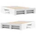 Cadre de lit sans matelas blanc 140x190 cm bois d'ingénierie