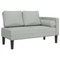 Chaise longue avec coussins gris clair velours