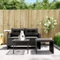 Salon de jardin 3 pcs avec coussins noir résine tressée