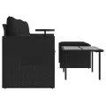 Salon de jardin 3 pcs avec coussins noir résine tressée