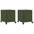Tables de chevet 2 pcs vert olive 36x39x43,5 cm acier
