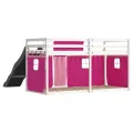 Lit superposé sans matelas avec toboggan et rideaux 90x190 cm