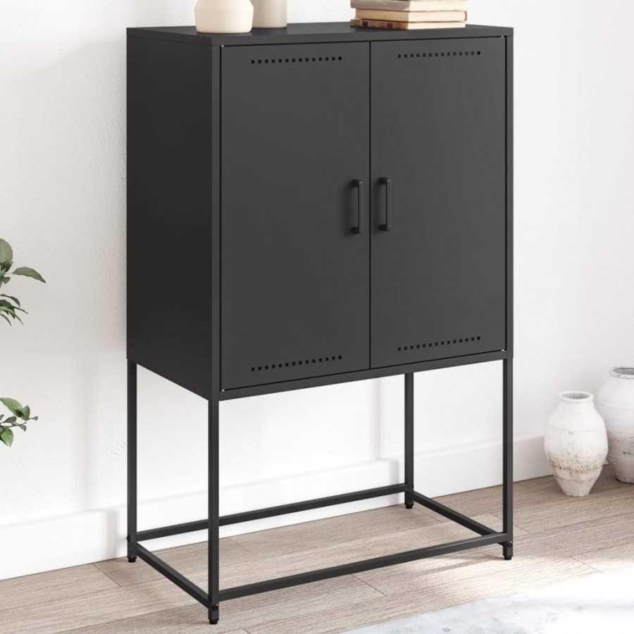 Buffet haut noir 68,5x38,5x107 cm acier