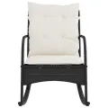 Chaise à bascule de jardin avec coussins noir résine tressée