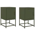 Tables de chevet 2 pcs vert olive 36x39x60,5 cm acier