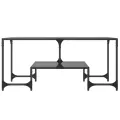 Table basse avec dessus en verre noir 98,5x50x45 cm acier
