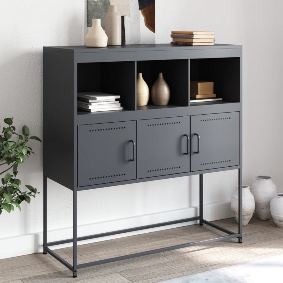 Buffet anthracite 100,5x39x107 cm acier