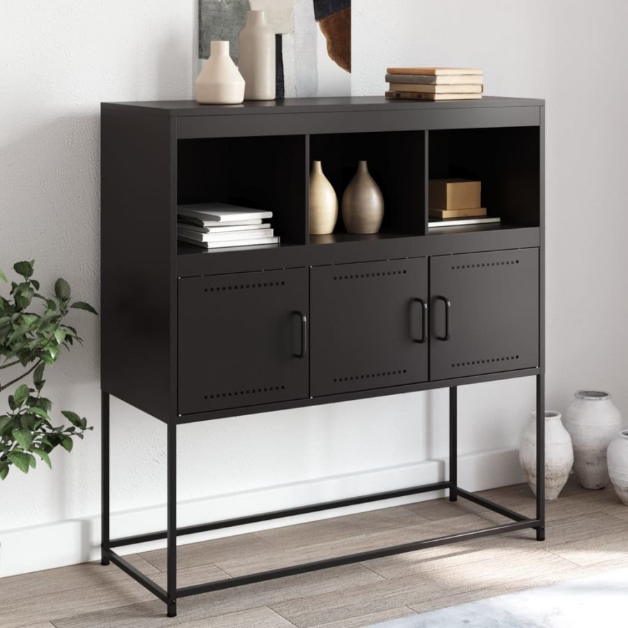 Buffet noir 100,5x39x107 cm acier