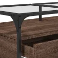 Table basse et dessus en verre chêne marron 98,5x50x45 cm acier