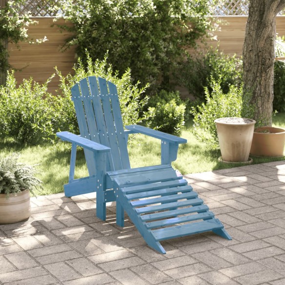 Chaise Adirondack avec pouf bleu bois massif de sapin