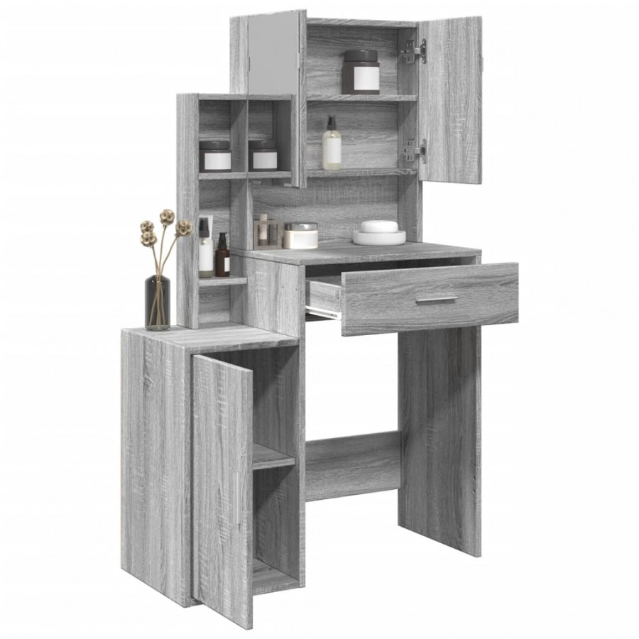 Coiffeuse avec armoire sonoma gris 80x35x132 cm