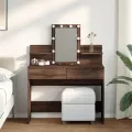 Coiffeuse avec LED chêne marron 100x40x130 cm