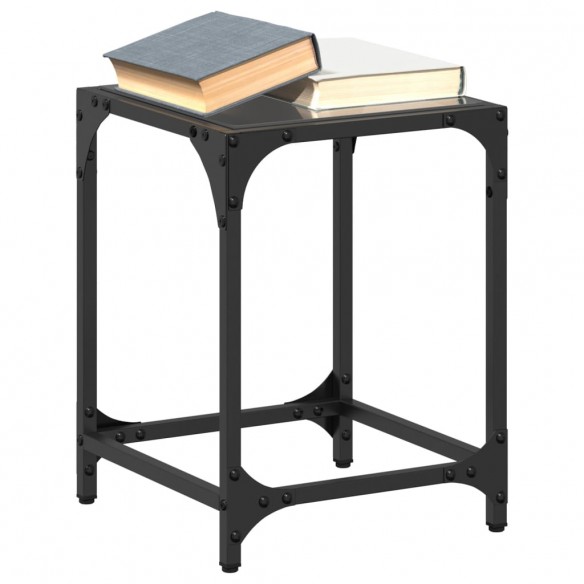 Tables basses avec dessus en verre noir 2 pcs 30x30x40 cm acier