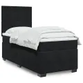 cadre de lit avec matelas Noir 100x200 cm Velours