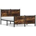 Cadre de lit en métal sans matelas chêne fumé 120x190 cm