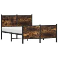 Cadre de lit en métal sans matelas chêne fumé 120x190 cm